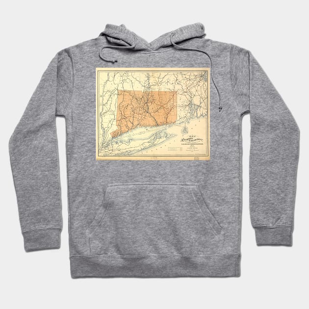 Vintage Connecticut Railroad Map (1893) Hoodie by Bravuramedia